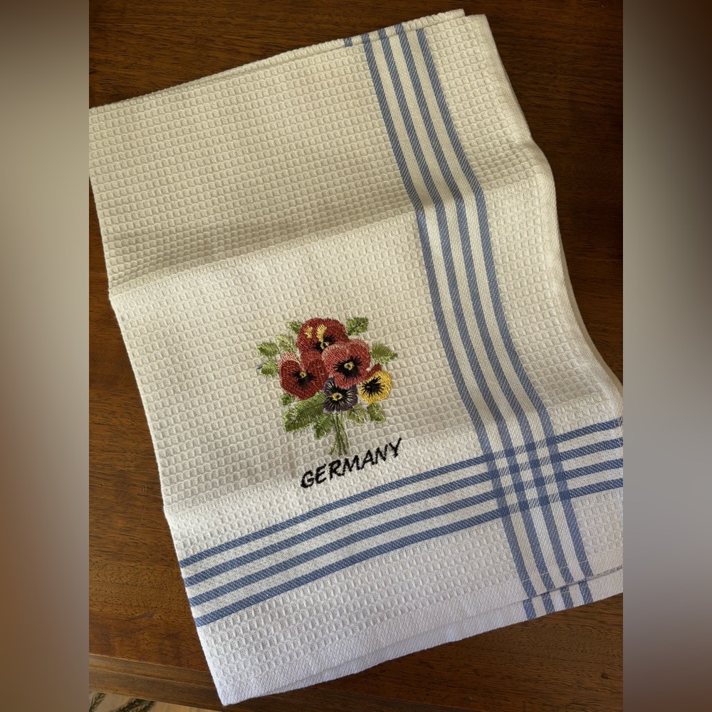 Germany 100% embroidered floral hand towel